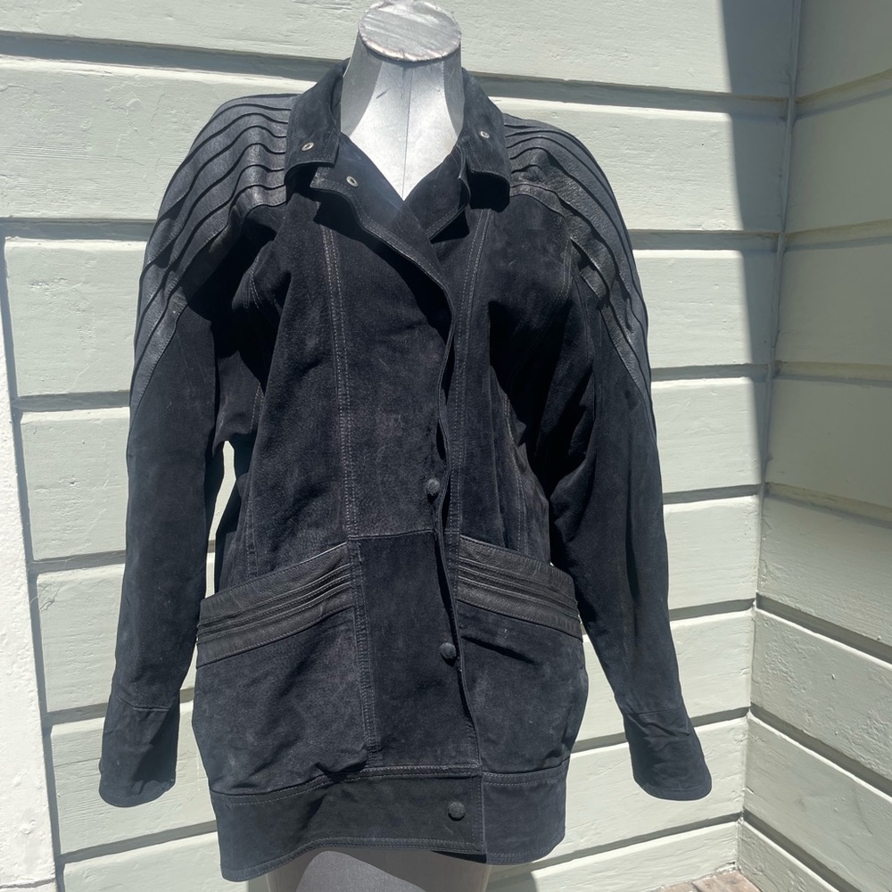 Vintage suede and leather trench coat